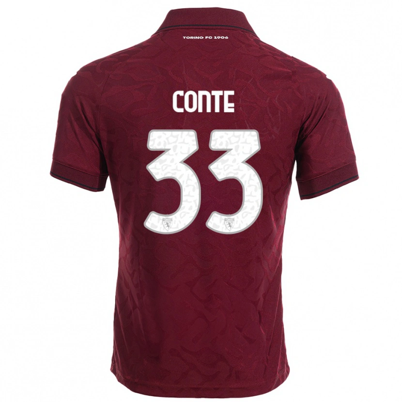Danxen Mann Gioele Conte #33 Burgunder Hvit Hjemmetrøye Drakt Trøye 2025/26 Skjorter T-Skjorte