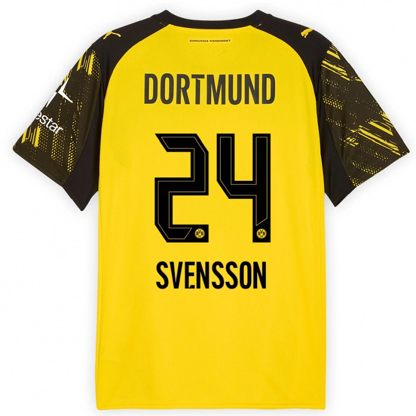 Danxen Mann Daniel Svensson #24 Gul Svart Hjemmetrøye Drakt Trøye 2025/26 Skjorter T-Skjorte
