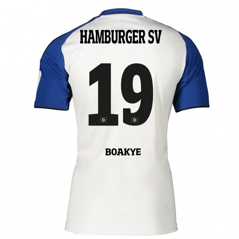 Danxen Mann Jeremiah Boakye #19 Hvit Blå Hjemmetrøye Drakt Trøye 2025/26 Skjorter T-Skjorte