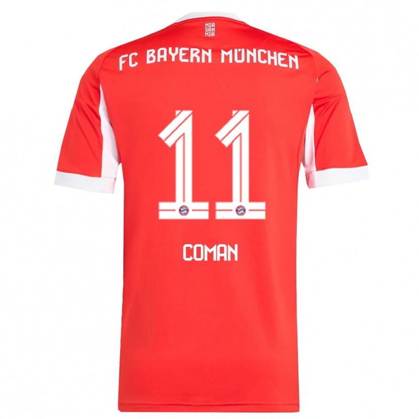 Danxen Mann Kingsley Coman #11 Hvit Rød Hjemmetrøye Drakt Trøye 2025/26 Skjorter T-Skjorte
