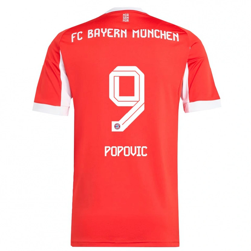 Danxen Mann Marko Popovic #9 Hvit Rød Hjemmetrøye Drakt Trøye 2025/26 Skjorter T-Skjorte