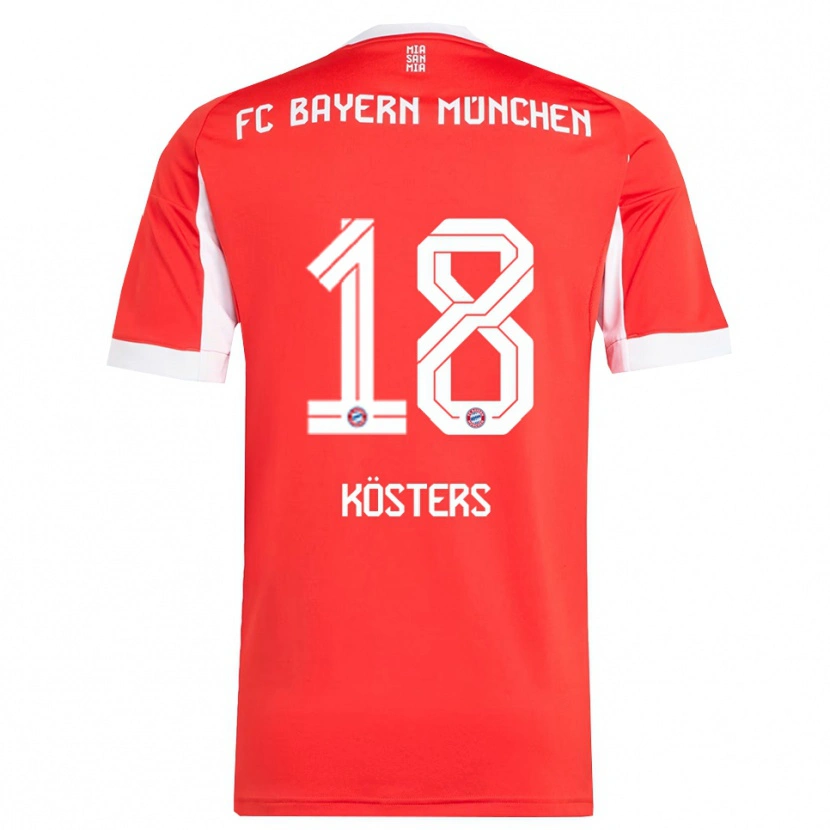 Danxen Mann Matthias Kösters #18 Hvit Rød Hjemmetrøye Drakt Trøye 2025/26 Skjorter T-Skjorte
