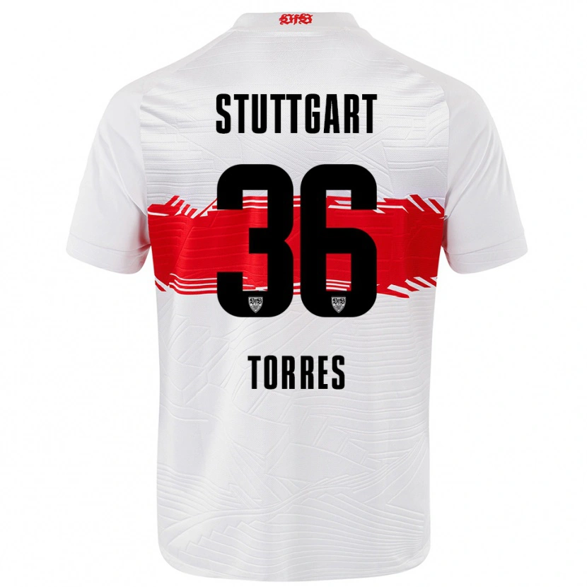 Danxen Mann Yohann Torres #36 Hvit Rød Hjemmetrøye Drakt Trøye 2025/26 Skjorter T-Skjorte