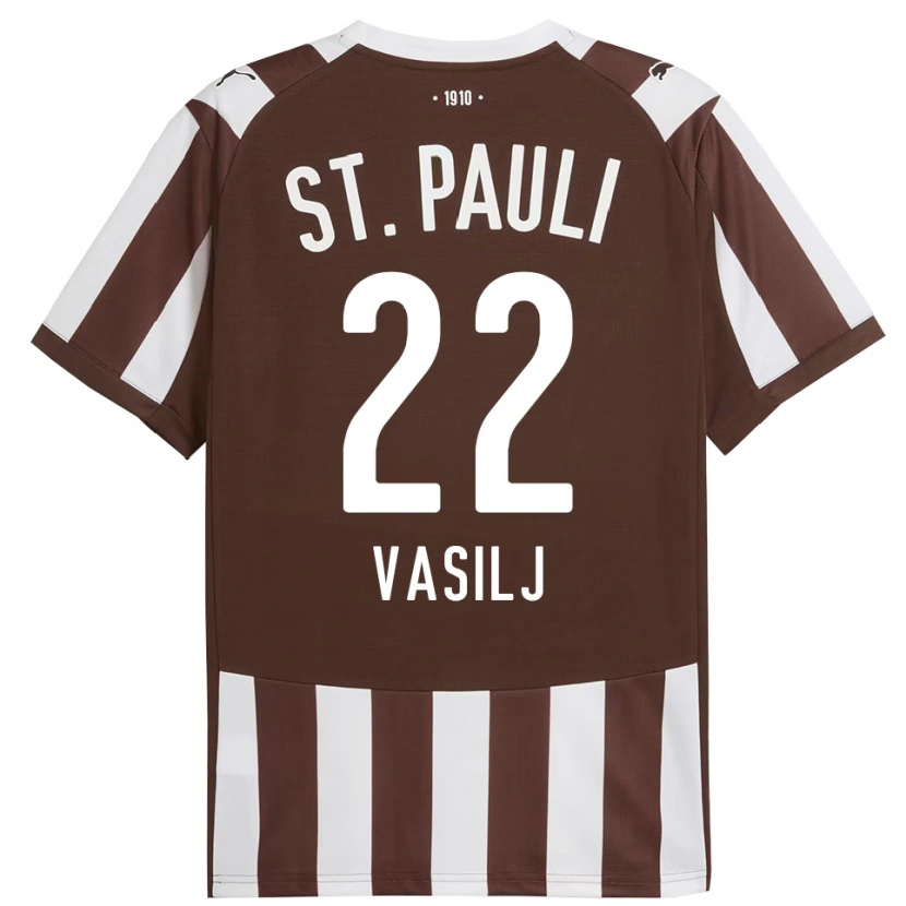 Danxen Mann Nikola Vasilj #22 Kaffe Hvit Hjemmetrøye Drakt Trøye 2025/26 Skjorter T-Skjorte