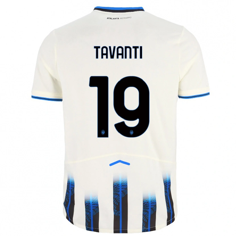 Danxen Mann Mattia Tavanti #19 Hvit Blå Bortetrøye Drakt Trøye 2025/26 Skjorter T-Skjorte