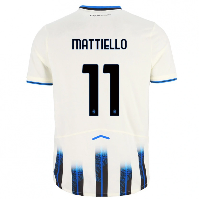Danxen Mann Federico Mattiello #11 Hvit Blå Bortetrøye Drakt Trøye 2025/26 Skjorter T-Skjorte