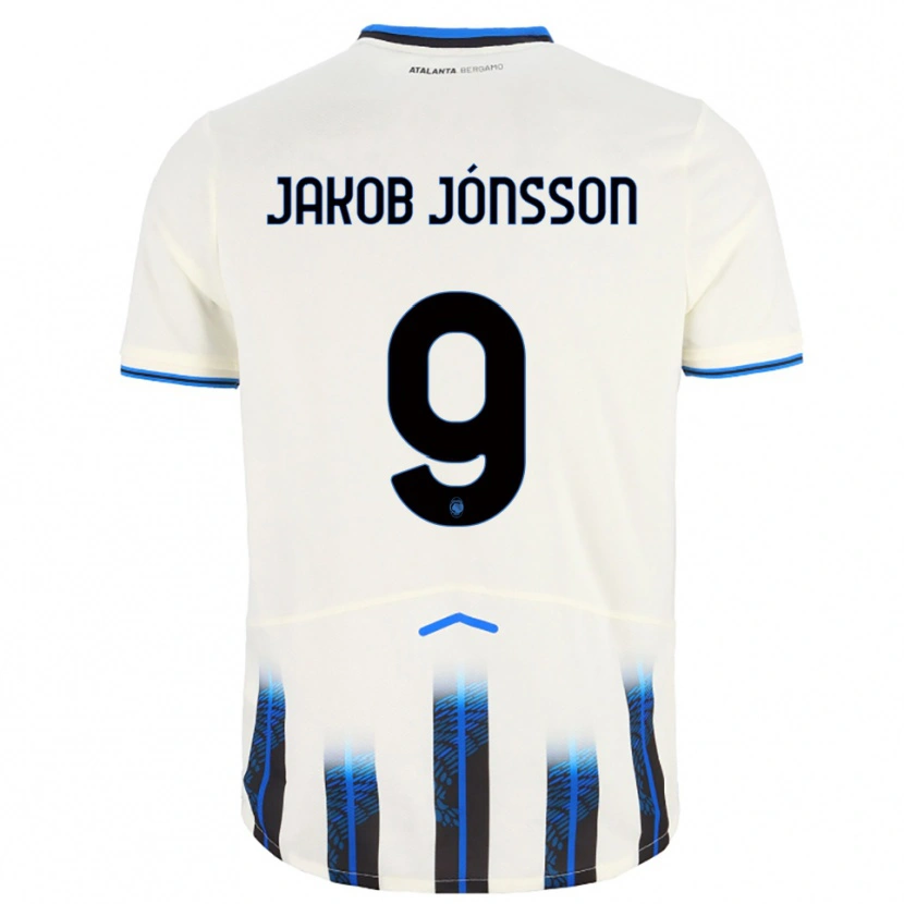 Danxen Mann Birkir Jakob Jónsson #9 Hvit Blå Bortetrøye Drakt Trøye 2025/26 Skjorter T-Skjorte