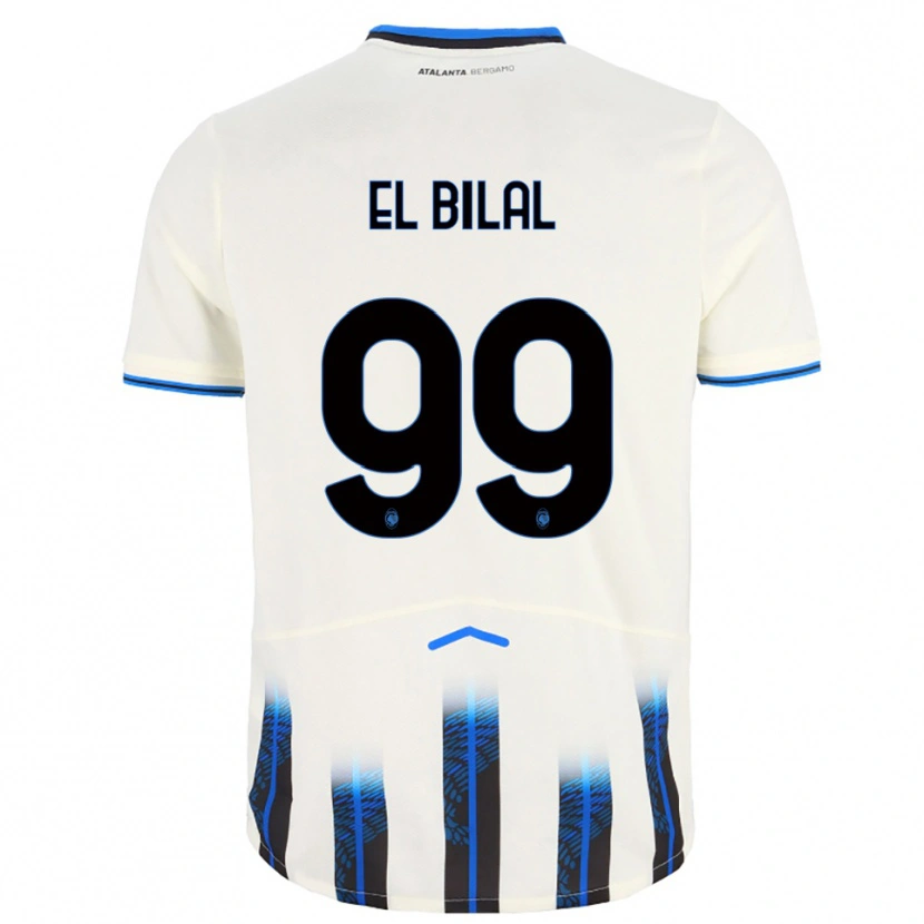 Danxen Mann El Bilal Touré #99 Hvit Blå Bortetrøye Drakt Trøye 2025/26 Skjorter T-Skjorte