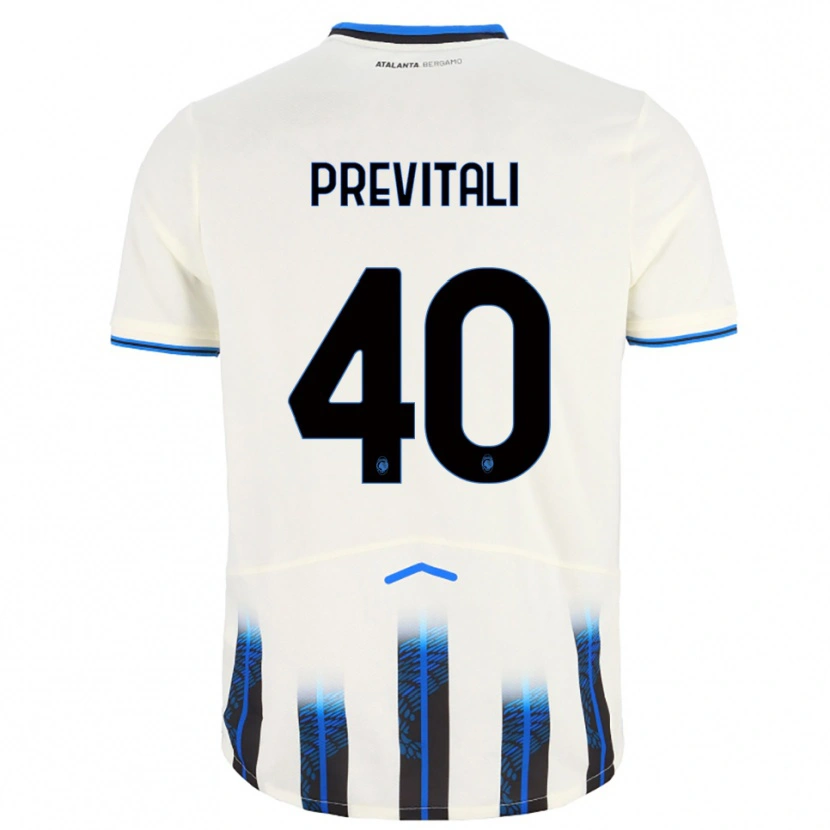 Danxen Mann Cristian Previtali #40 Hvit Blå Bortetrøye Drakt Trøye 2025/26 Skjorter T-Skjorte