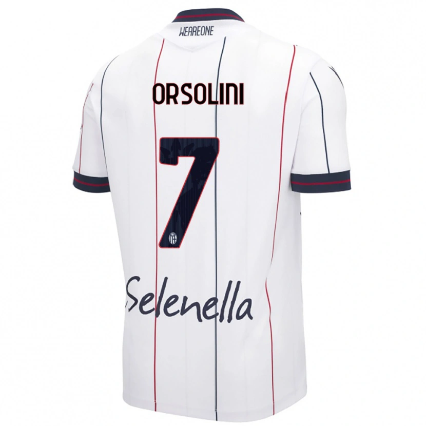 Danxen Mann Riccardo Orsolini #7 Hvit Kongeblå Bortetrøye Drakt Trøye 2025/26 Skjorter T-Skjorte