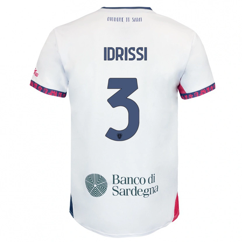 Danxen Mann Riyad Idrissi #3 Hvit Marineblå Rød Bortetrøye Drakt Trøye 2025/26 Skjorter T-Skjorte