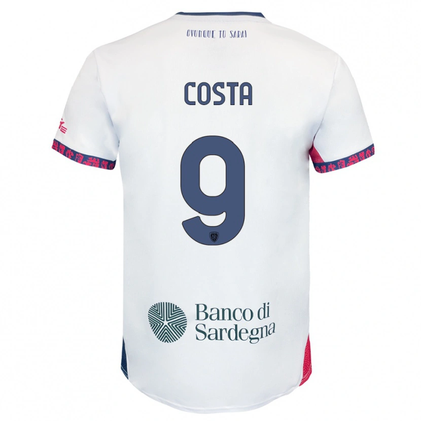 Danxen Mann Luca Costa #9 Hvit Marineblå Rød Bortetrøye Drakt Trøye 2025/26 Skjorter T-Skjorte