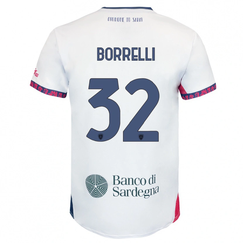 Danxen Mann Gennaro Borrelli #32 Hvit Marineblå Rød Bortetrøye Drakt Trøye 2025/26 Skjorter T-Skjorte