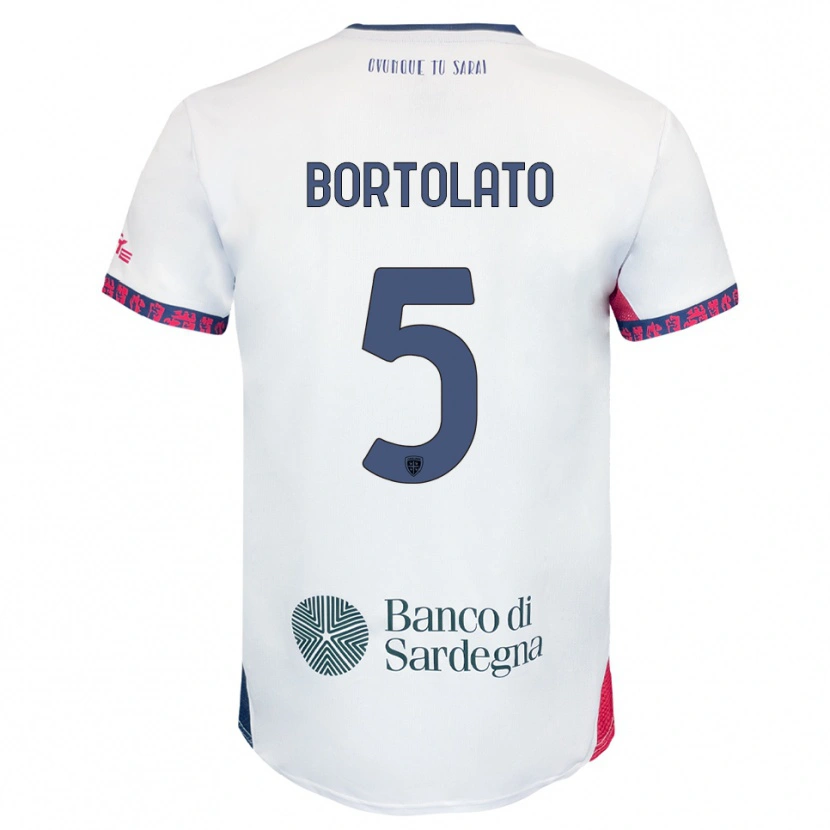 Danxen Mann Filippo Bortolato #5 Hvit Marineblå Rød Bortetrøye Drakt Trøye 2025/26 Skjorter T-Skjorte