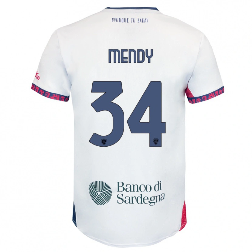 Danxen Mann Paul Mendy #34 Hvit Marineblå Rød Bortetrøye Drakt Trøye 2025/26 Skjorter T-Skjorte