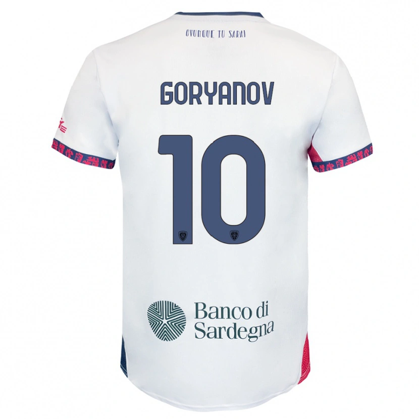 Danxen Mann Kristiyan Goryanov #10 Hvit Marineblå Rød Bortetrøye Drakt Trøye 2025/26 Skjorter T-Skjorte