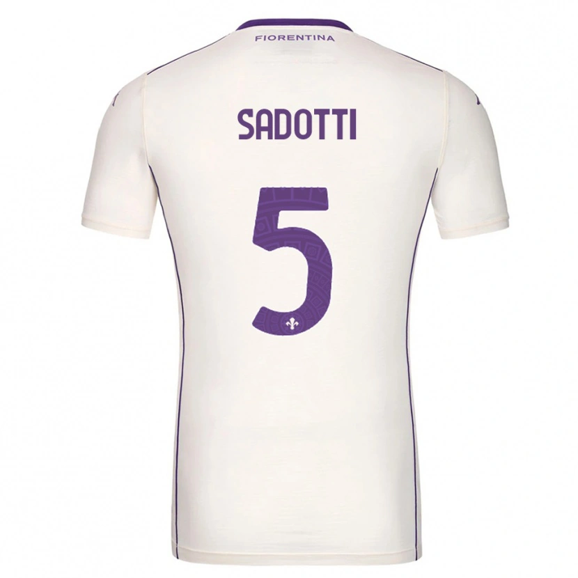 Danxen Mann Edoardo Sadotti #5 Hvit Lilla Rød Bortetrøye Drakt Trøye 2025/26 Skjorter T-Skjorte