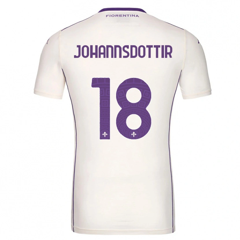 Danxen Mann Alexandra Johannsdottir #18 Hvit Lilla Rød Bortetrøye Drakt Trøye 2025/26 Skjorter T-Skjorte