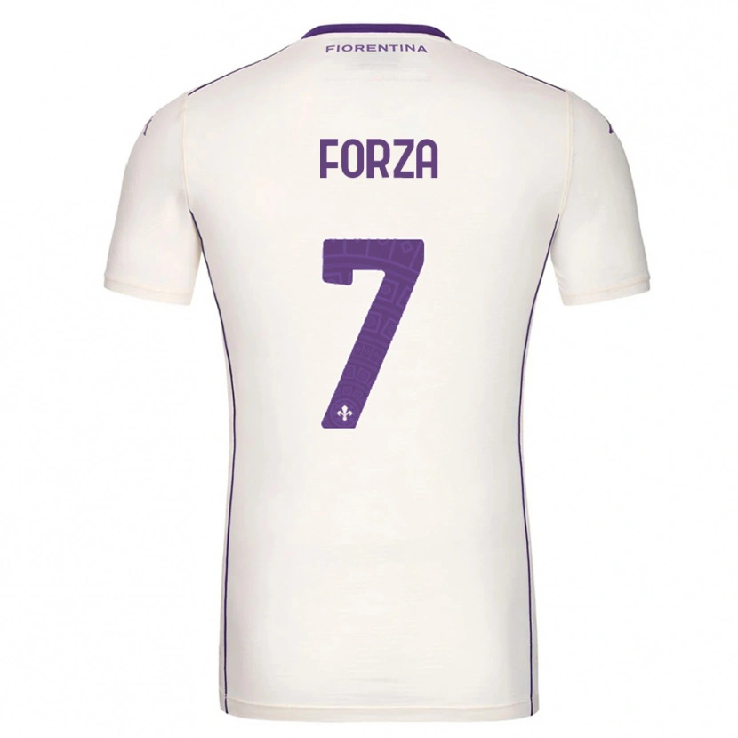 Danxen Mann Francesco Forza #7 Hvit Lilla Rød Bortetrøye Drakt Trøye 2025/26 Skjorter T-Skjorte