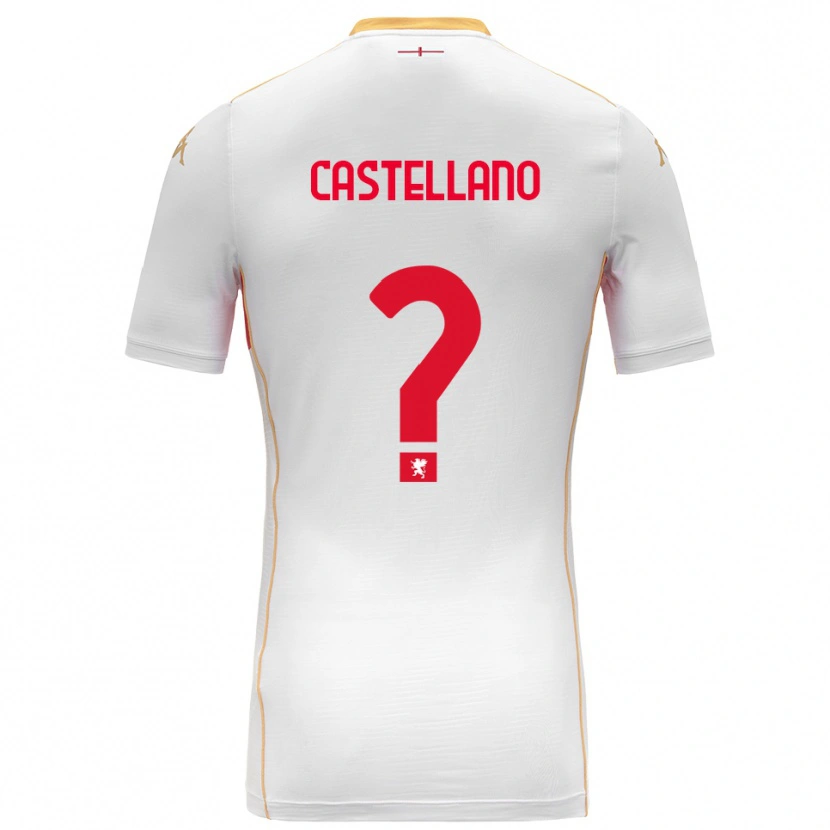 Danxen Mann Cristiano Castellano #0 Hvit Rød Bortetrøye Drakt Trøye 2025/26 Skjorter T-Skjorte