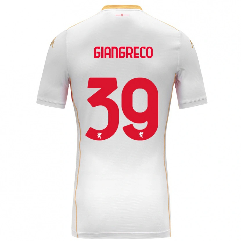 Danxen Mann Nicolò Giangreco #39 Hvit Rød Bortetrøye Drakt Trøye 2025/26 Skjorter T-Skjorte
