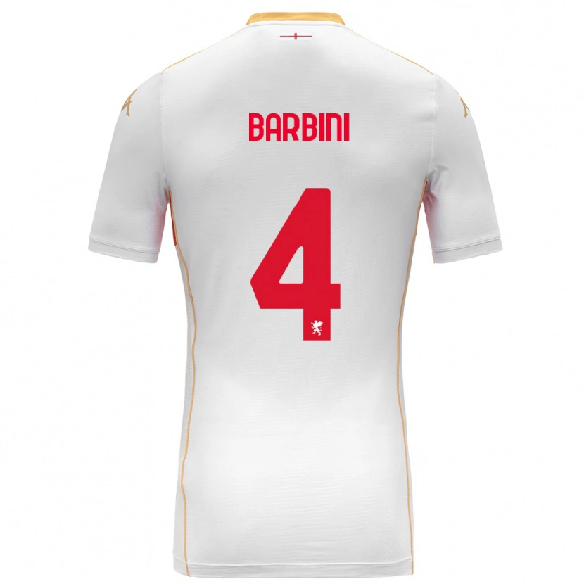 Danxen Mann Matteo Barbini #4 Hvit Rød Bortetrøye Drakt Trøye 2025/26 Skjorter T-Skjorte