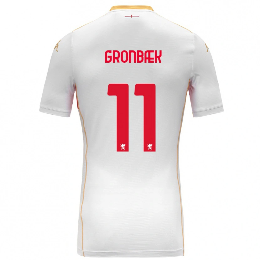 Danxen Mann Albert Grønbæk #11 Hvit Rød Bortetrøye Drakt Trøye 2025/26 Skjorter T-Skjorte