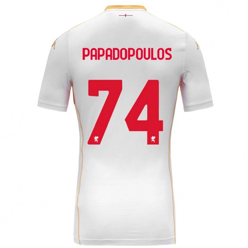 Danxen Mann Christos Papadopoulos #74 Hvit Rød Bortetrøye Drakt Trøye 2025/26 Skjorter T-Skjorte