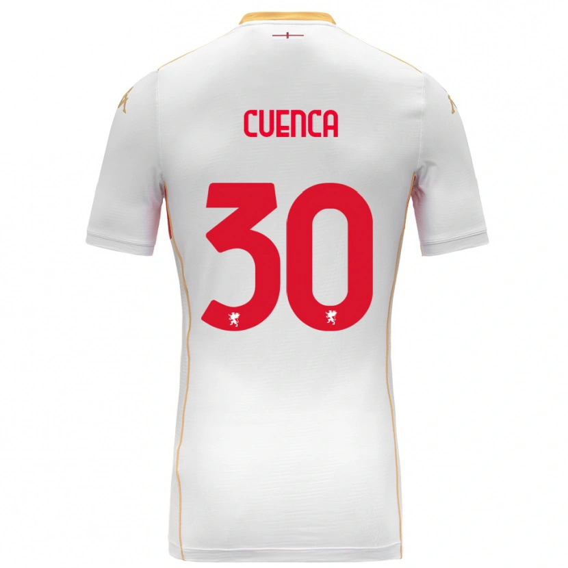 Danxen Mann Hugo Cuenca #30 Hvit Rød Bortetrøye Drakt Trøye 2025/26 Skjorter T-Skjorte