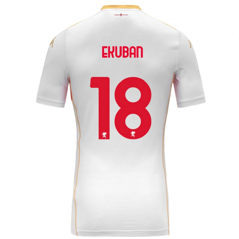 Danxen Mann Caleb Ekuban #18 Hvit Rød Bortetrøye Drakt Trøye 2025/26 Skjorter T-Skjorte