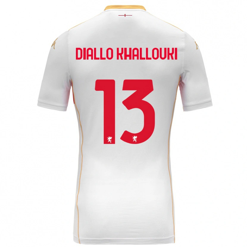 Danxen Mann Siaka Diallo Khallouki #13 Hvit Rød Bortetrøye Drakt Trøye 2025/26 Skjorter T-Skjorte