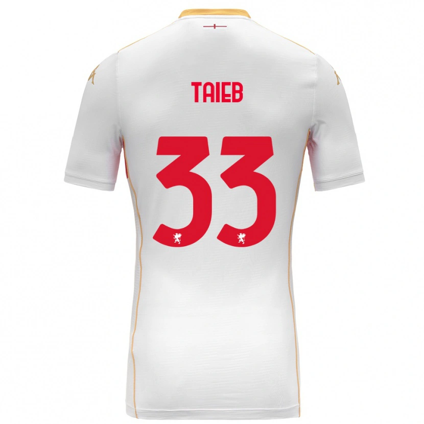 Danxen Mann Chad Taieb #33 Hvit Rød Bortetrøye Drakt Trøye 2025/26 Skjorter T-Skjorte