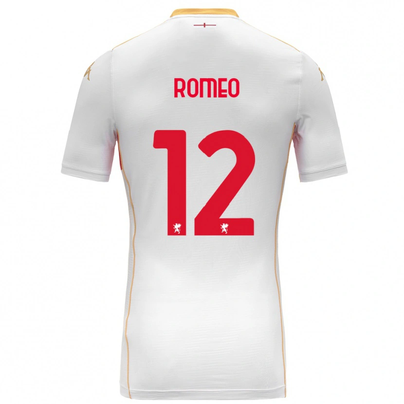 Danxen Mann Emanuele Romeo #12 Hvit Rød Bortetrøye Drakt Trøye 2025/26 Skjorter T-Skjorte