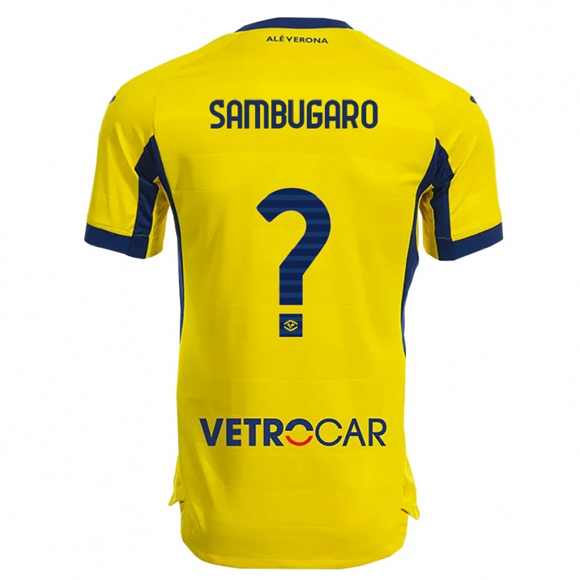 Danxen Mann Mattia Sambugaro #0 Gul Marineblå Bortetrøye Drakt Trøye 2025/26 Skjorter T-Skjorte