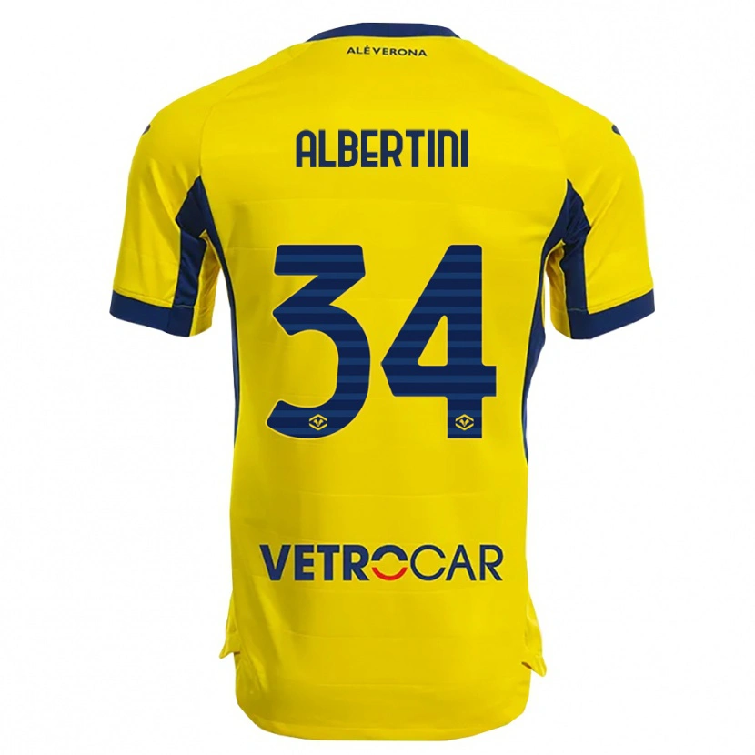 Danxen Mann Francesco Albertini #34 Gul Marineblå Bortetrøye Drakt Trøye 2025/26 Skjorter T-Skjorte