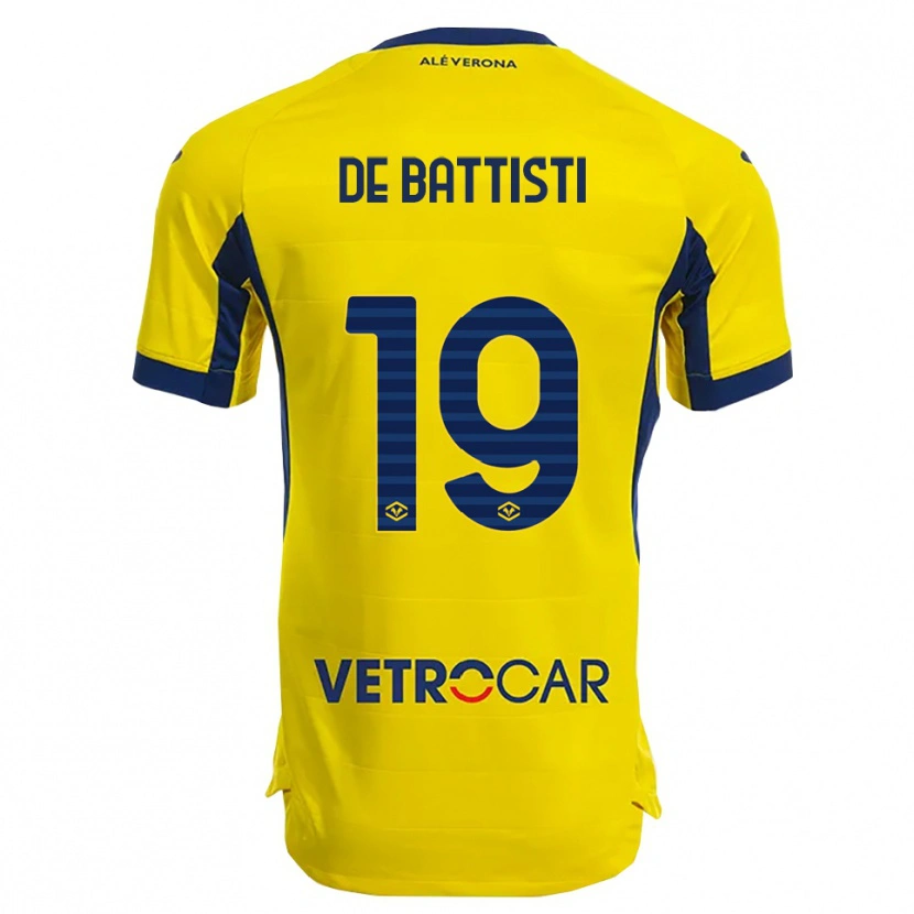 Danxen Mann Davide De Battisti #19 Gul Marineblå Bortetrøye Drakt Trøye 2025/26 Skjorter T-Skjorte