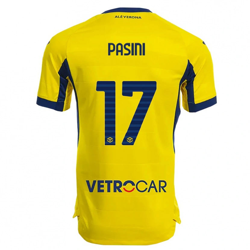 Danxen Mann Veronica Pasini #17 Gul Marineblå Bortetrøye Drakt Trøye 2025/26 Skjorter T-Skjorte