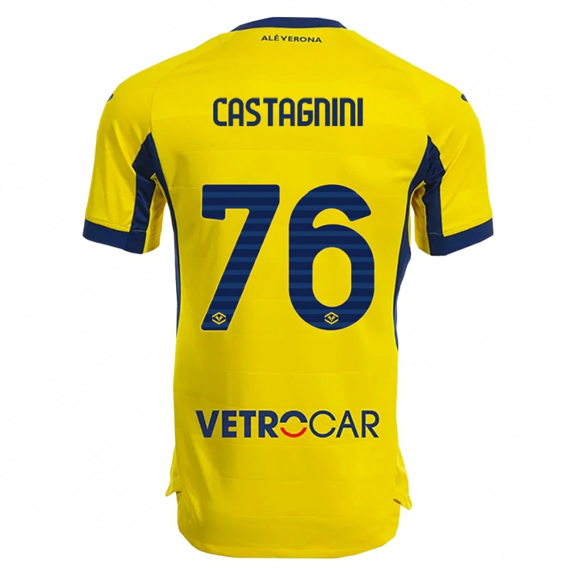 Danxen Mann Mirko Castagnini #76 Gul Marineblå Bortetrøye Drakt Trøye 2025/26 Skjorter T-Skjorte