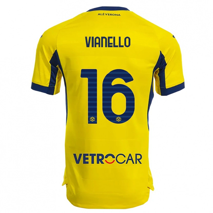 Danxen Mann Diego Vianello #16 Gul Marineblå Bortetrøye Drakt Trøye 2025/26 Skjorter T-Skjorte