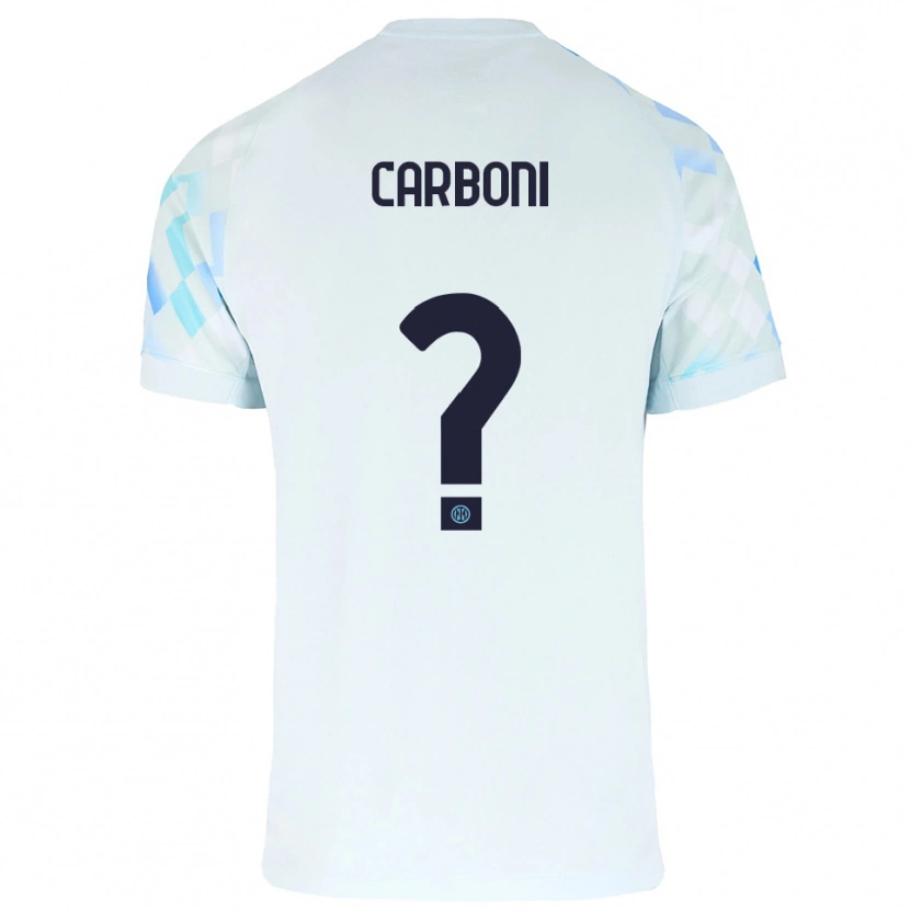 Danxen Mann Cristiano Carboni #0 Hvit Blå Bortetrøye Drakt Trøye 2025/26 Skjorter T-Skjorte