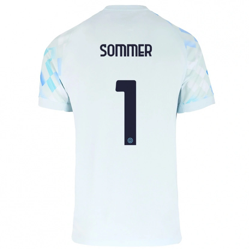 Danxen Mann Yann Sommer #1 Hvit Blå Bortetrøye Drakt Trøye 2025/26 Skjorter T-Skjorte