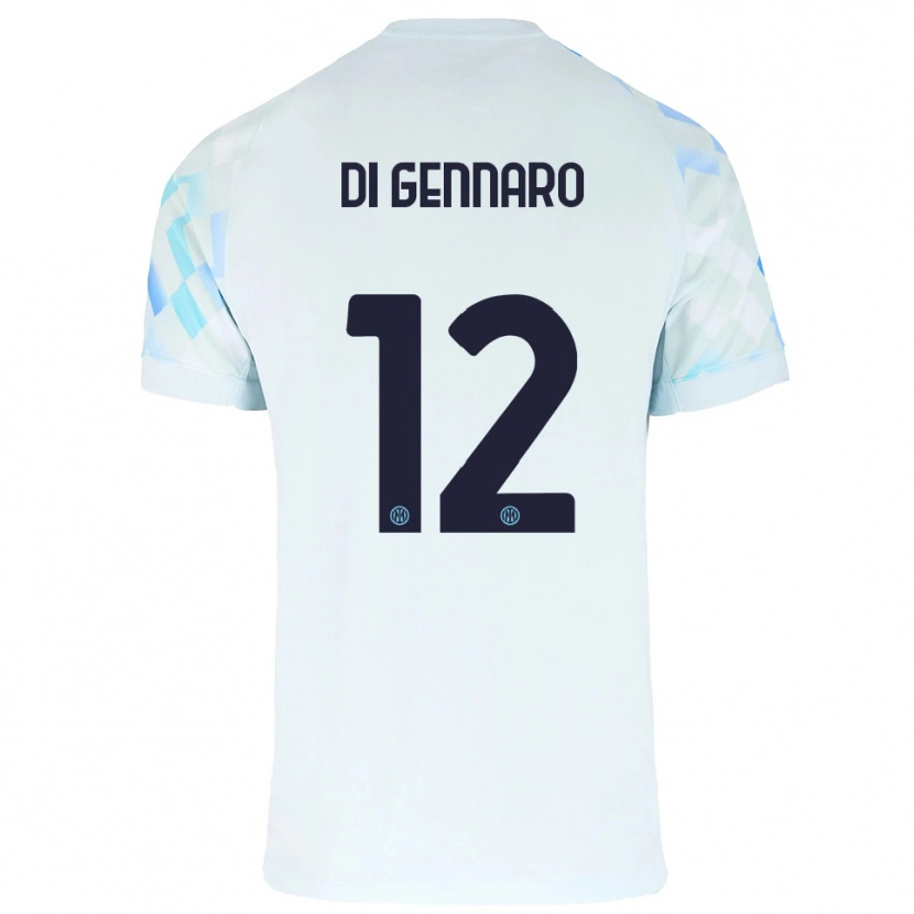 Danxen Mann Raffaele Di Gennaro #12 Hvit Blå Bortetrøye Drakt Trøye 2025/26 Skjorter T-Skjorte