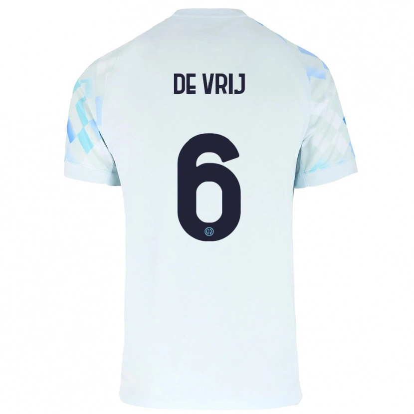Danxen Mann Stefan De Vrij #6 Hvit Blå Bortetrøye Drakt Trøye 2025/26 Skjorter T-Skjorte