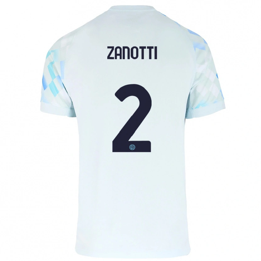 Danxen Mann Mattia Zanotti #2 Hvit Blå Bortetrøye Drakt Trøye 2025/26 Skjorter T-Skjorte