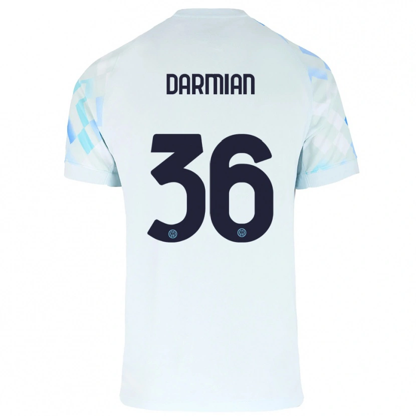 Danxen Mann Matteo Darmian #36 Hvit Blå Bortetrøye Drakt Trøye 2025/26 Skjorter T-Skjorte