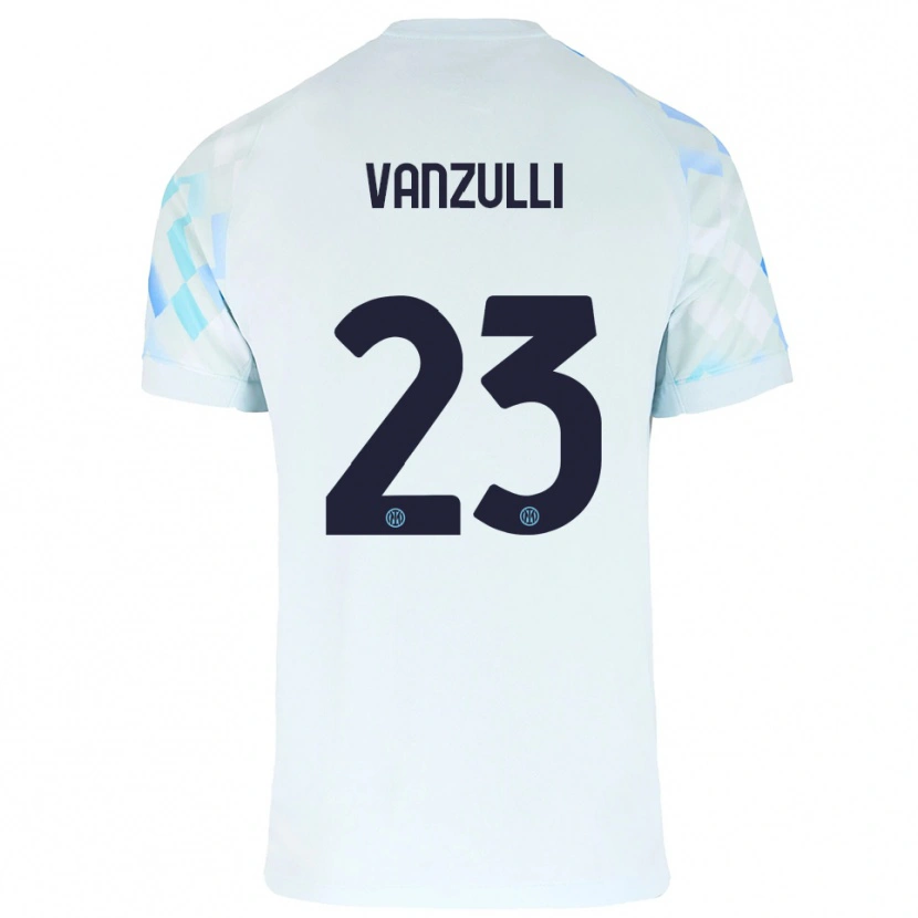 Danxen Mann Marco Vanzulli #23 Hvit Blå Bortetrøye Drakt Trøye 2025/26 Skjorter T-Skjorte