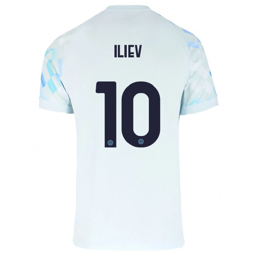 Danxen Mann Nikola Iliev #10 Hvit Blå Bortetrøye Drakt Trøye 2025/26 Skjorter T-Skjorte