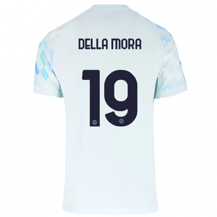 Danxen Mann Tommaso Della Mora #19 Hvit Blå Bortetrøye Drakt Trøye 2025/26 Skjorter T-Skjorte