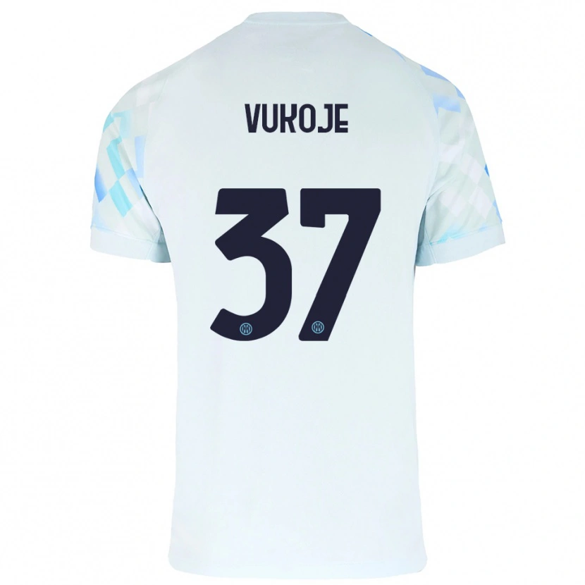 Danxen Mann Andrija Vukoje #37 Hvit Blå Bortetrøye Drakt Trøye 2025/26 Skjorter T-Skjorte