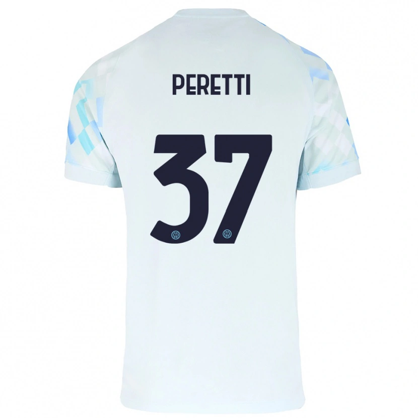 Danxen Mann Lorenzo Peretti #37 Hvit Blå Bortetrøye Drakt Trøye 2025/26 Skjorter T-Skjorte